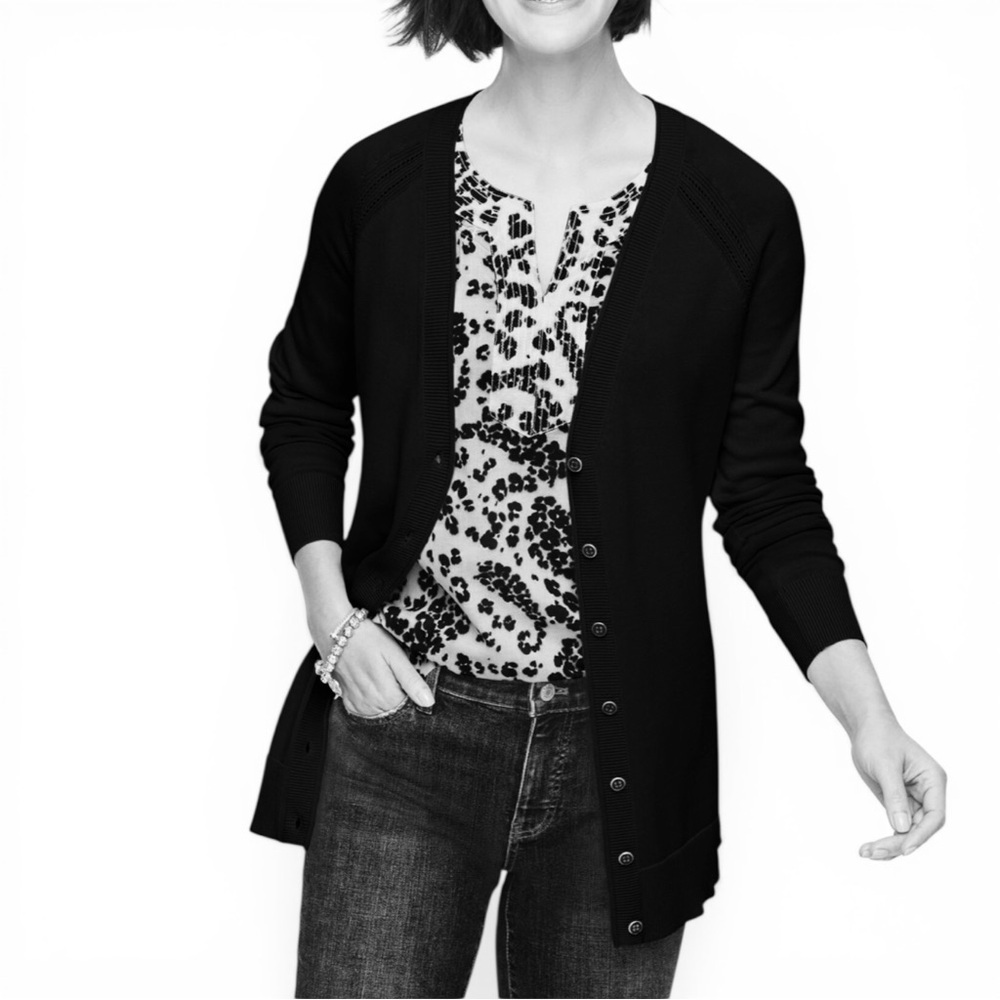 TALBOTS Raglan Girlfriend Cardigan - Black XL